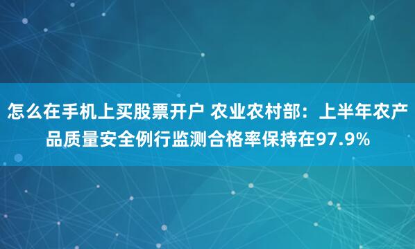 怎么在手机上买股票开户 农业农村部：上半年农产品质量安全例行监测合格率保持在97.9%